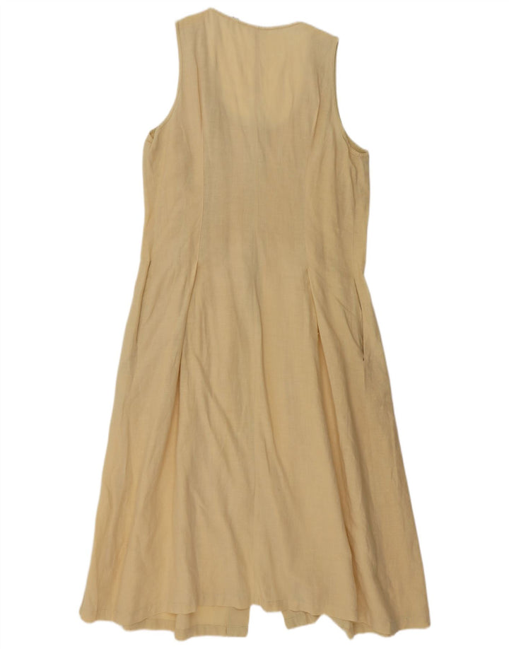 Abito lungo senza maniche vintage da donna UK 14 giallo medio