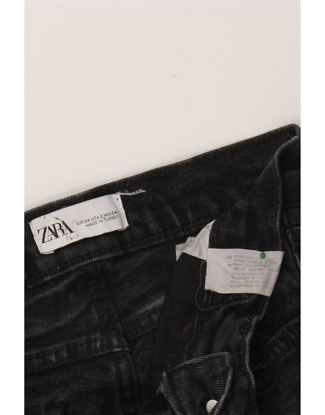 Jeans svasati da donna Zara EU 34 2XS W24 L30 cotone nero