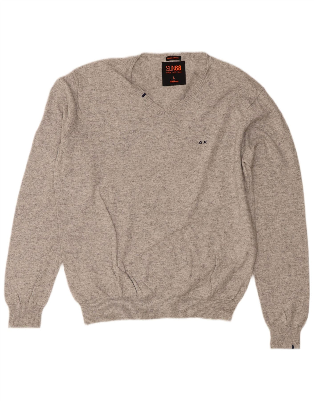 Maglione da uomo con scollo a V Sun68 grande cotone grigio