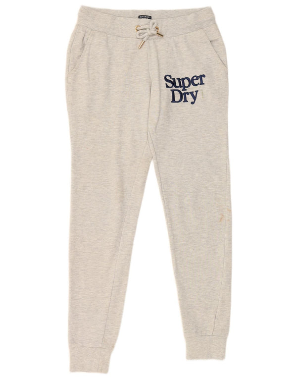 Pantaloni da tuta con grafica da donna Superdry Joggers UK 12 Cotone grigio medio