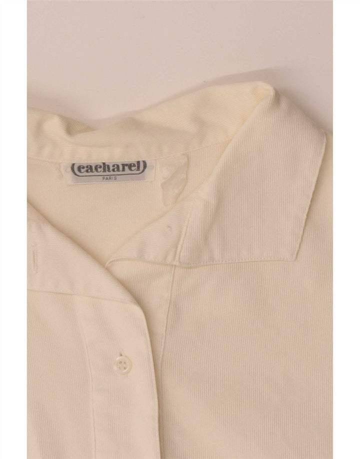 Cacharel Donna Crop Manica Corta Camicia Camicetta UK 14 Medio Bianco