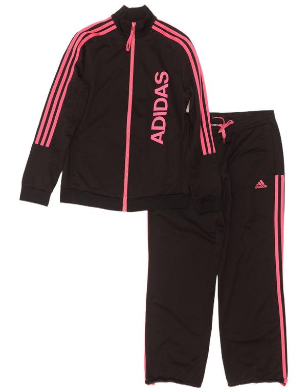 Adidas Womens Graphic Full Tracksuit UK 12/14 Medium Black Polyester