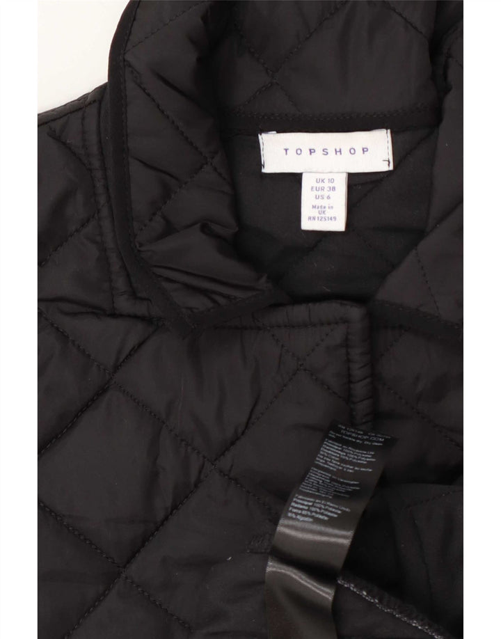 Giacca trapuntata a maniche corte da donna Topshop UK 10 piccola in poliestere nero