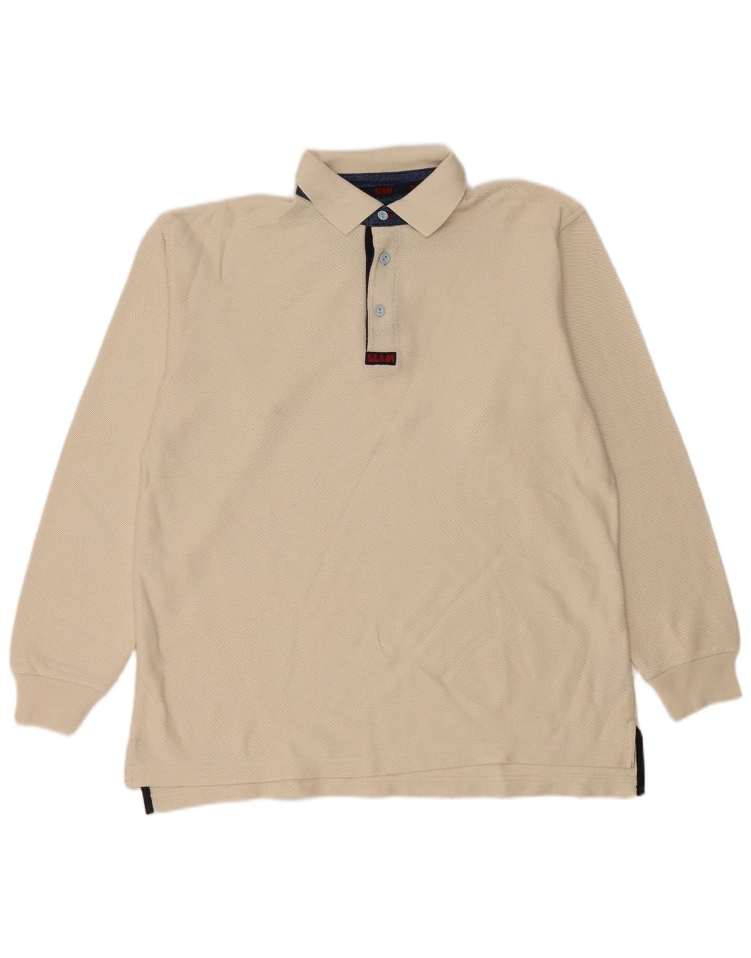 Polo da rugby da uomo a maniche lunghe Slam in cotone beige medio