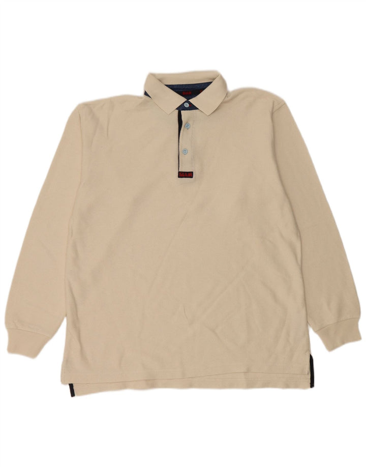 Polo da rugby da uomo a maniche lunghe Slam in cotone beige medio