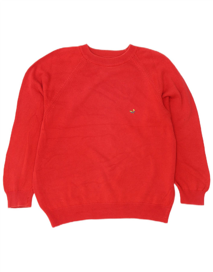 Maglione da uomo girocollo Benetton in cotone rosso medio