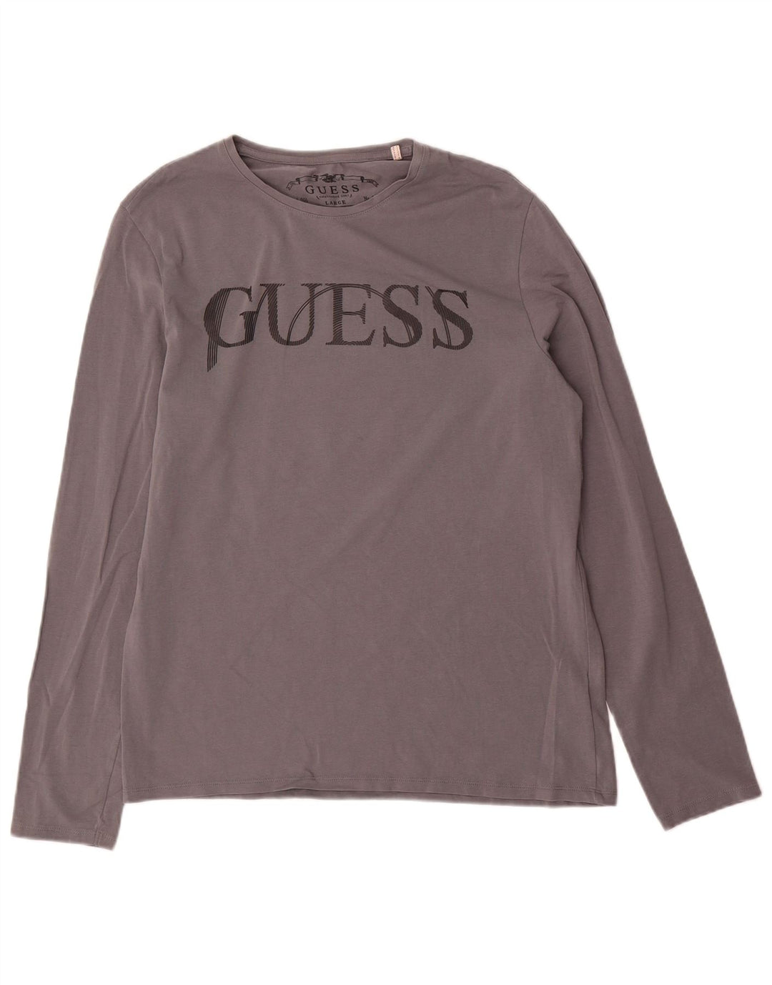 Guess Mens Graphic Top Long Sleeve UK 40 Medium Grey Cotton