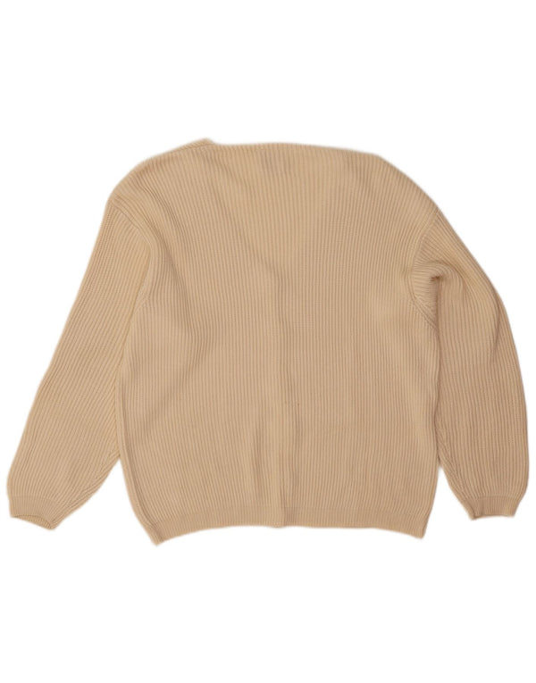 Stefanel Womens Oversized Cardigan Sweater UK 14 Medium Beige Viscose