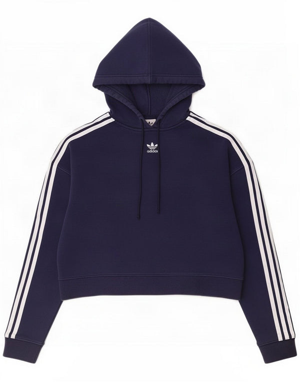 Adidas Maglia corta con cappuccio da donna UK 10 Small Blu navy Cotone