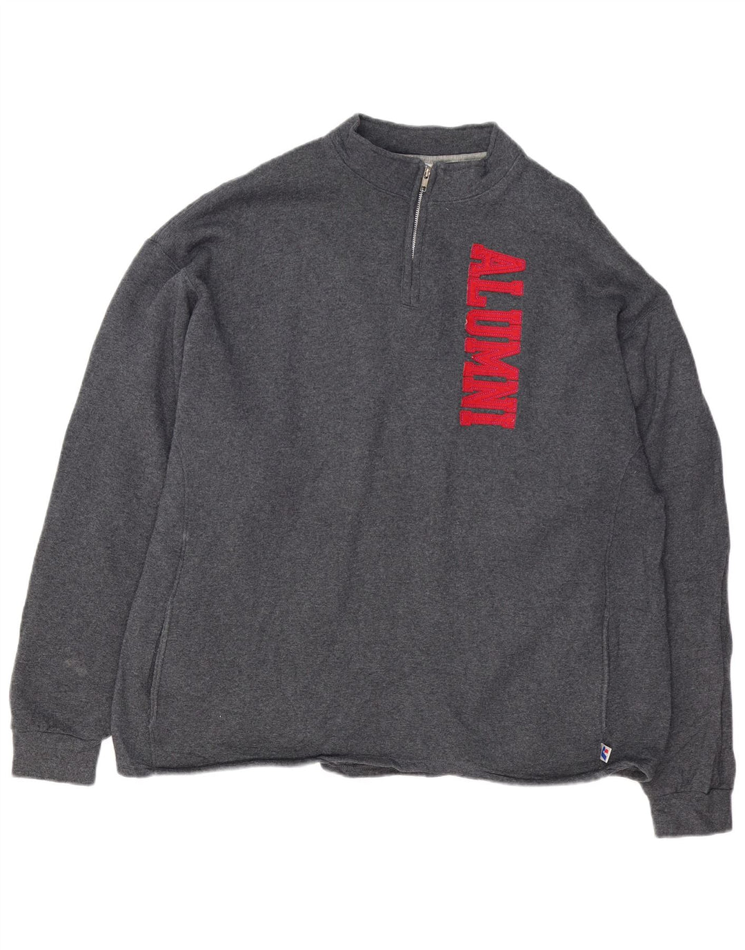 RUSSELL ATHLETIC Felpa con collo con zip grafica da uomo Maglione 2XL Cotone grigio