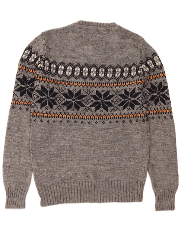Maglione da uomo girocollo Superdry Small Grey Fair Isle acrilico