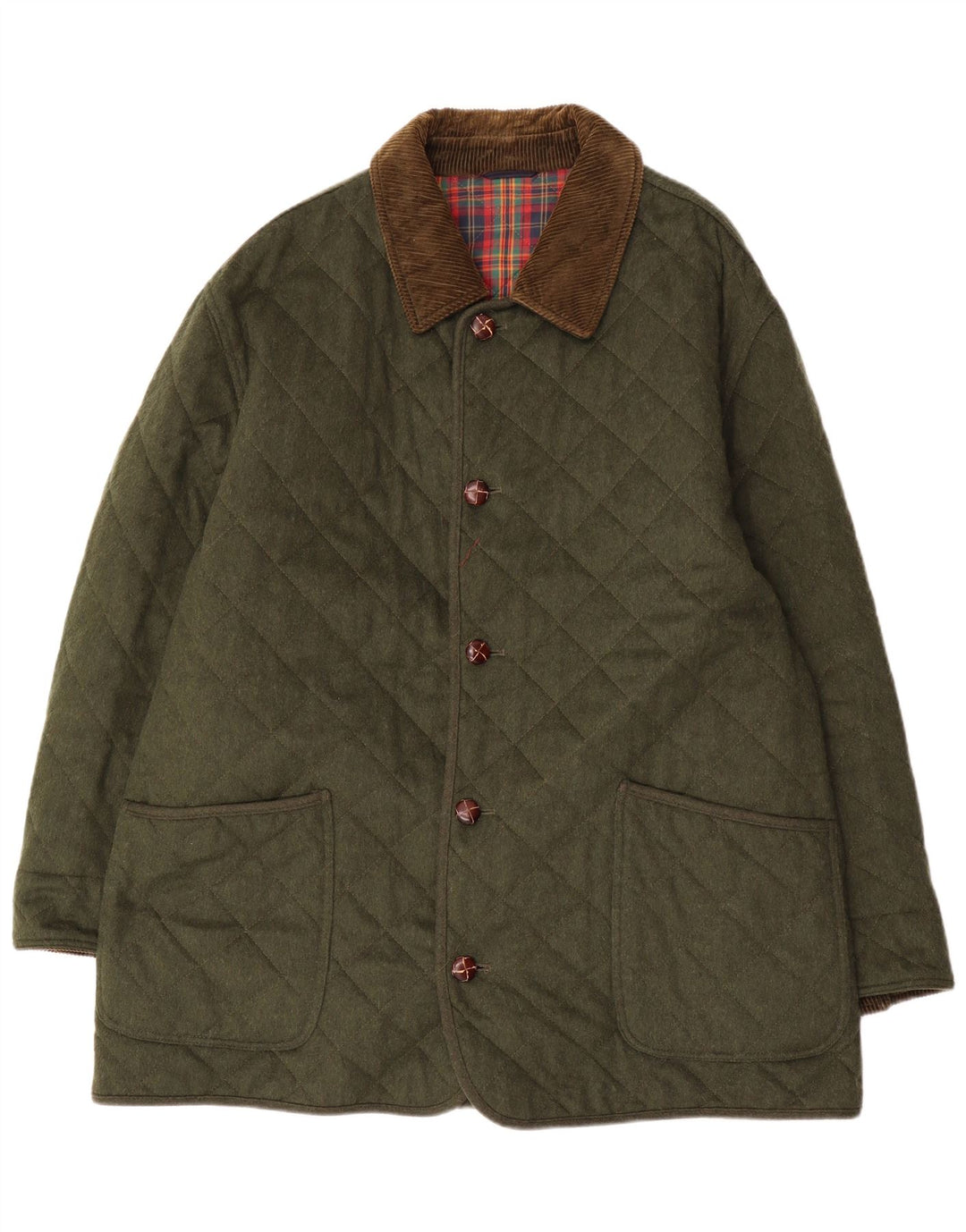 Giacca trapuntata da uomo Porto Di Panama UK 44 2XL Lana verde