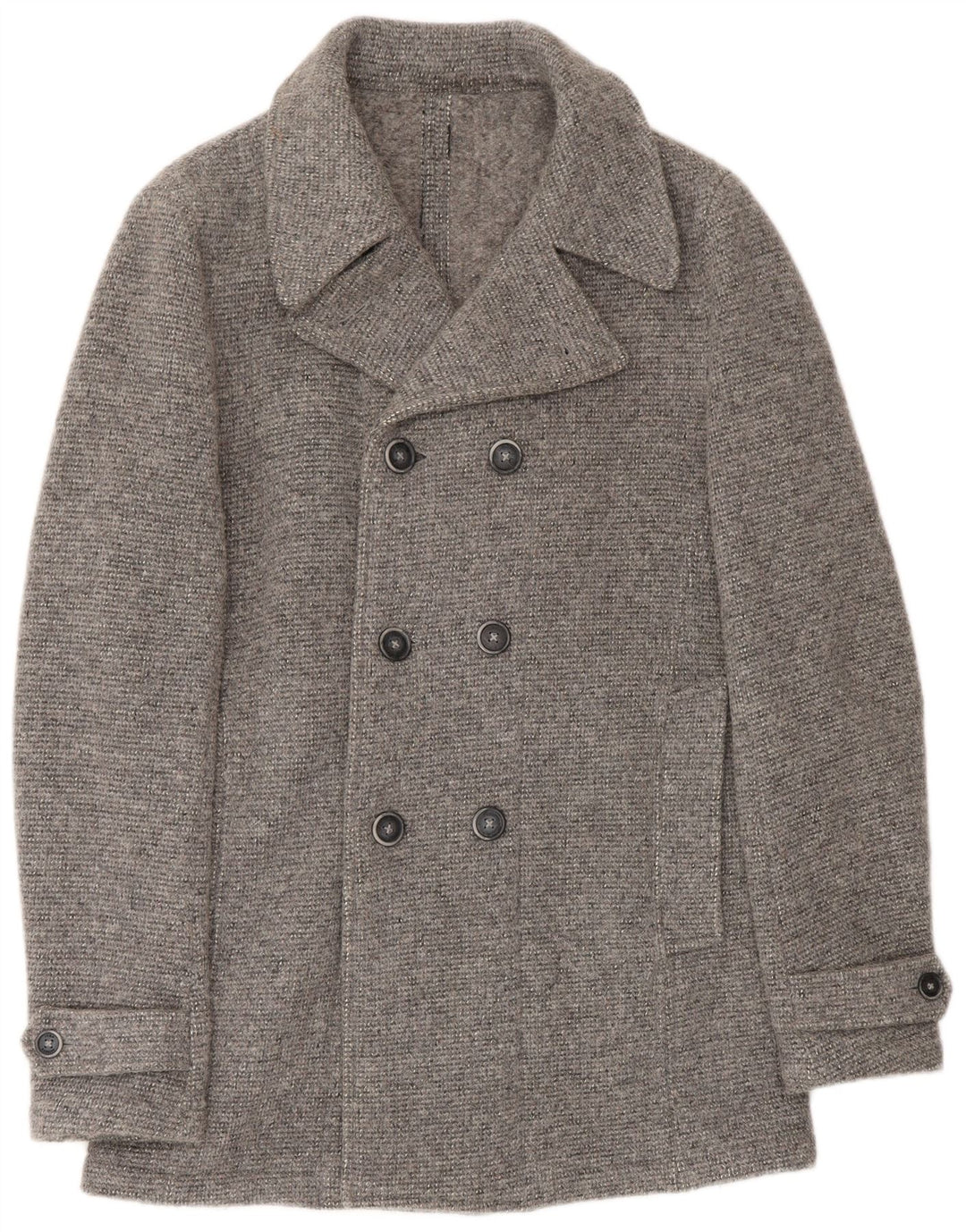 Cappotto da marinaio lavorato a maglia da uomo John Barritt UK 36 piccolo grigio