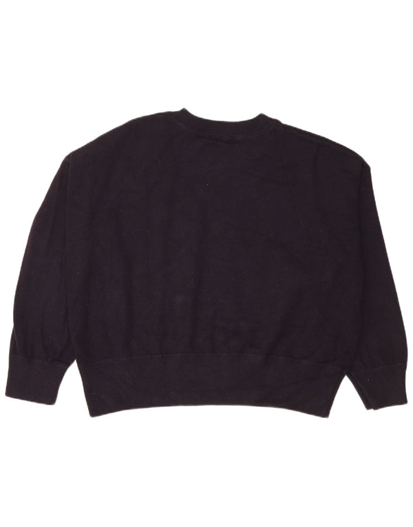 Felpa corta oversize da donna Zara, maglione UK 16 grande in viscosa blu navy