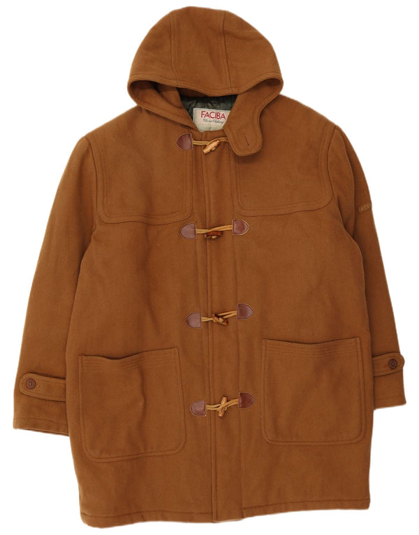 Faciba Mens Hooded Duffle Coat IT 50 Large Brown Wool