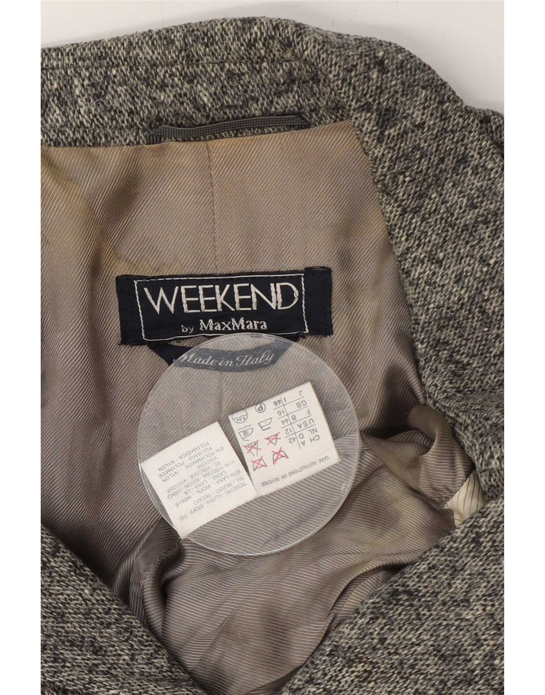 Max Mara Giacca blazer da donna Weekend a 1 bottone UK 16 Large Grey Flecked
