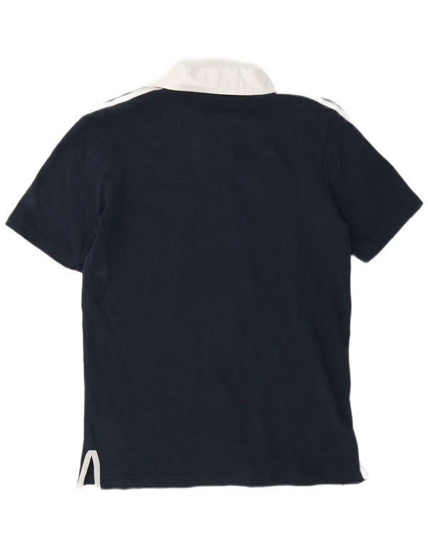 Polo Adidas Italia da uomo piccola in cotone color block blu navy