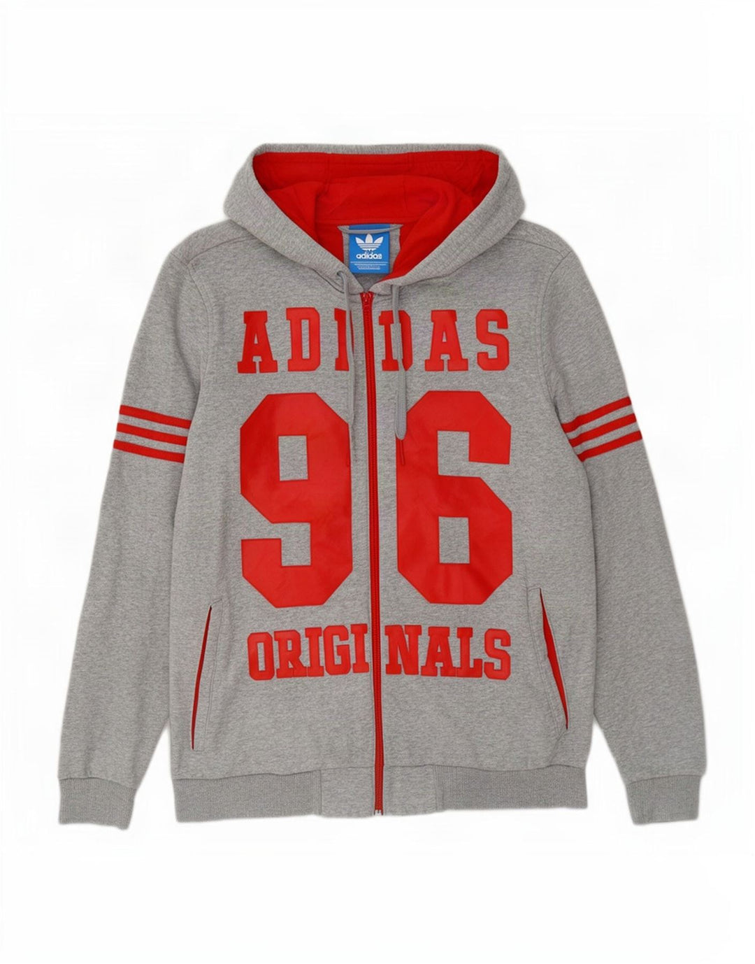 Maglione con cappuccio e zip grafica Adidas da uomo in cotone chiazzato grigio medio