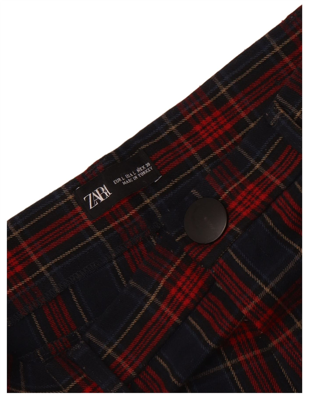 Pantaloni corti slim da donna Zara grandi W30 L25 a quadri rossi
