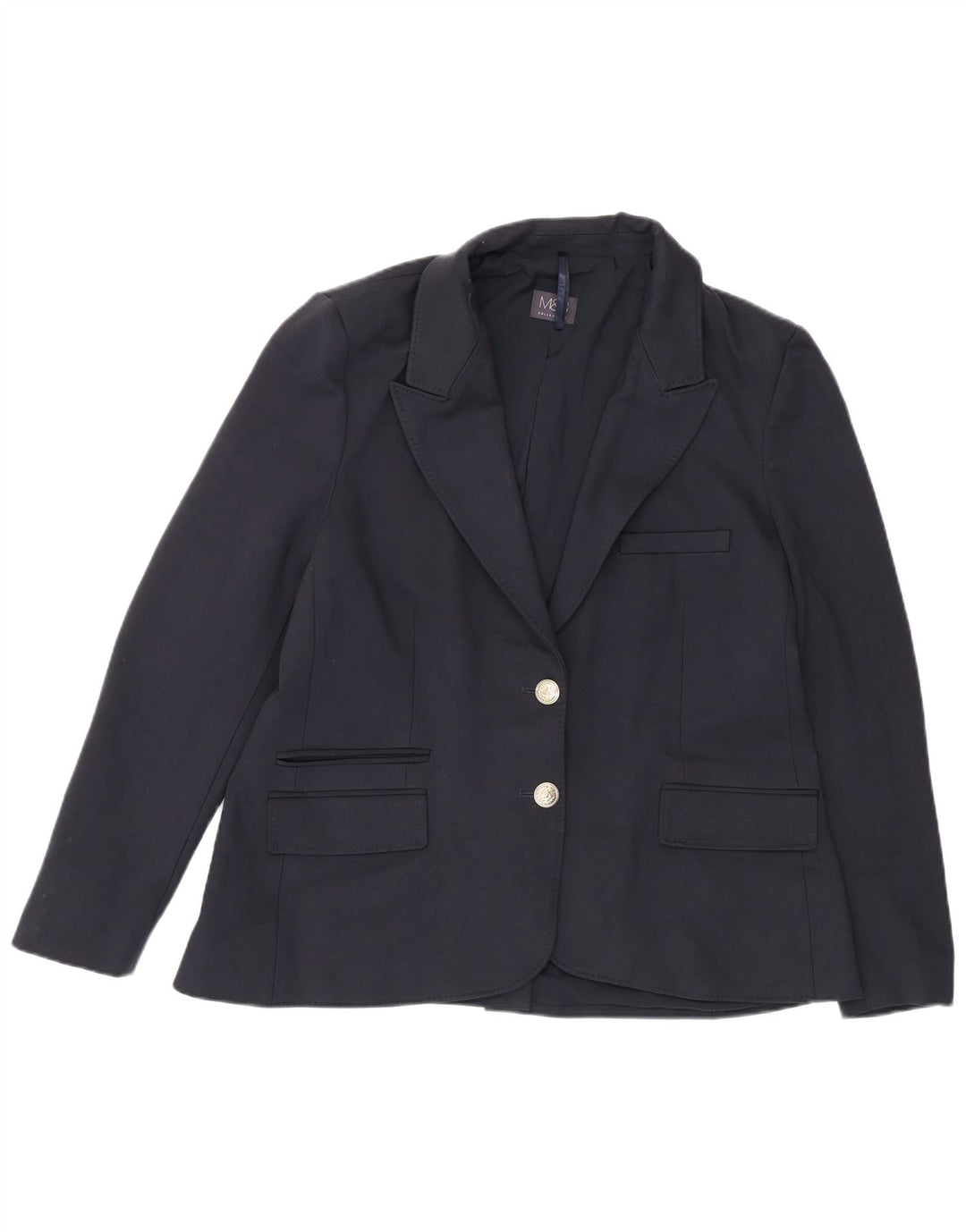 Marks & Spencer Giacca blazer a 2 bottoni da donna UK 16 Large Blu Navy in viscosa