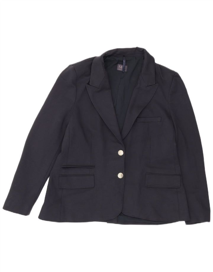 Marks & Spencer Giacca blazer a 2 bottoni da donna UK 16 Large Blu Navy in viscosa