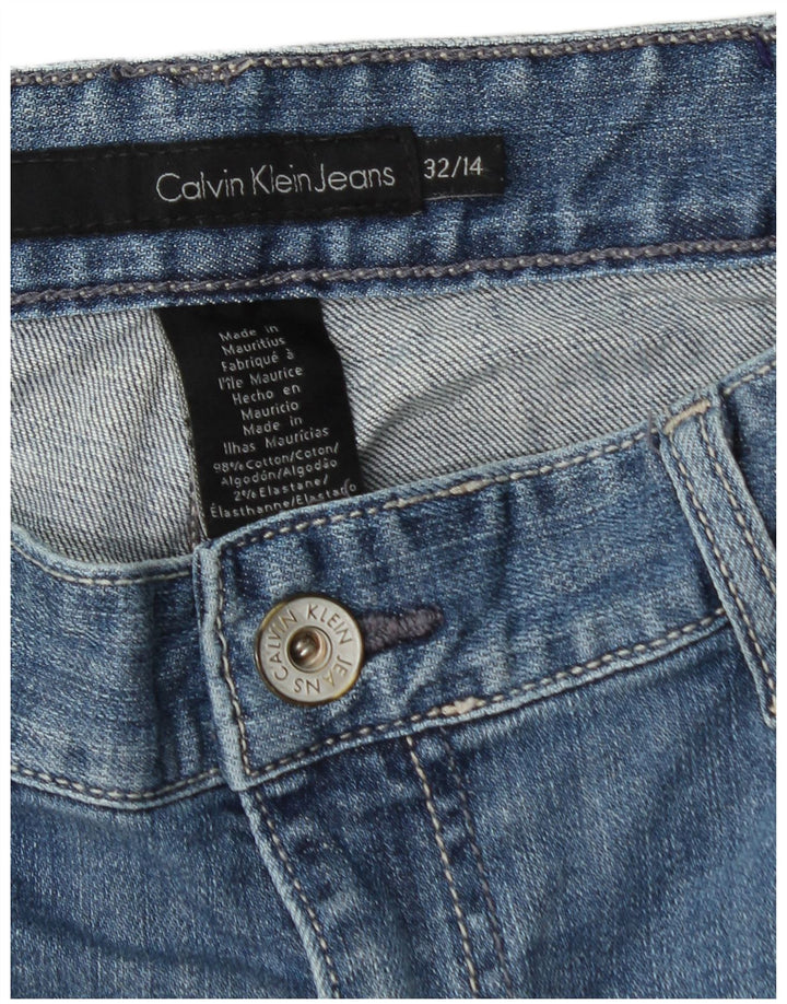 CALVIN KLEIN Jeans cropped a vita alta da donna US 14 Large W32 L26 Blu