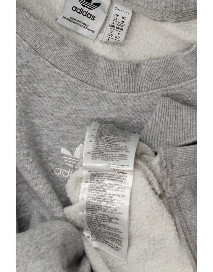 Felpa oversize da donna Adidas UK 14 grande cotone grigio