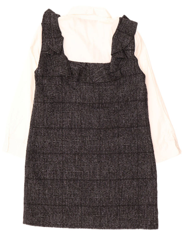Abito scamiciato a maniche lunghe da donna Zara UK 12 Cotone color block grigio medio