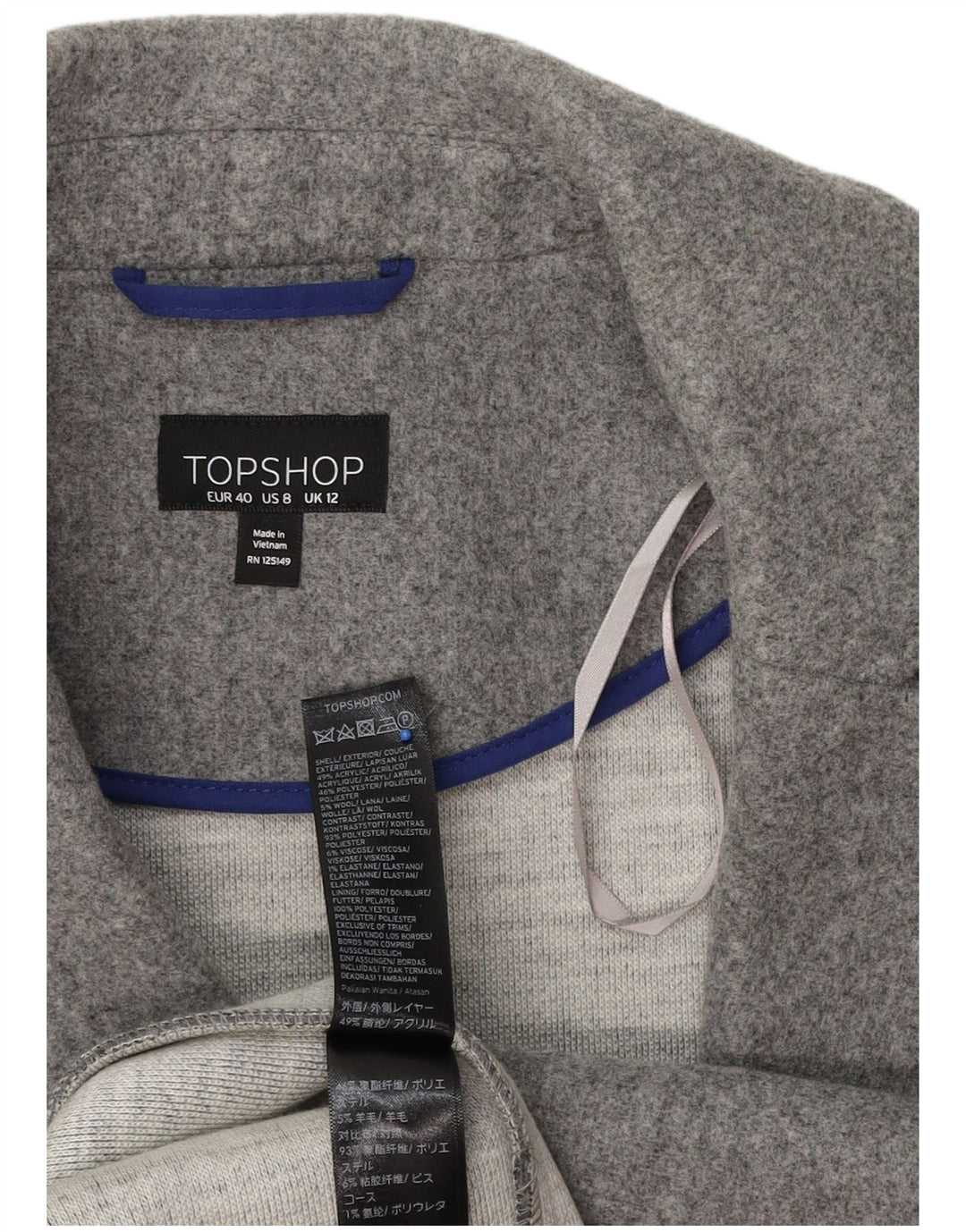 Topshop Cappotto aperto da donna UK 12 Poliestere grigio medio