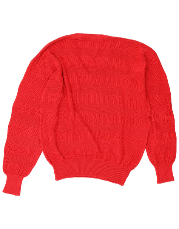 Maglione vintage da uomo con scollo a V XL a righe rosse