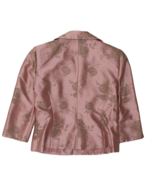 Jessica Howard Top Bolero con maniche a 3/4 da donna US 10 Grande nylon floreale rosa