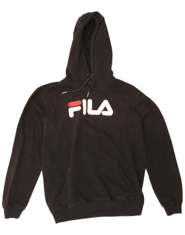 Felpa con cappuccio grafica da uomo Fila in cotone nero medio