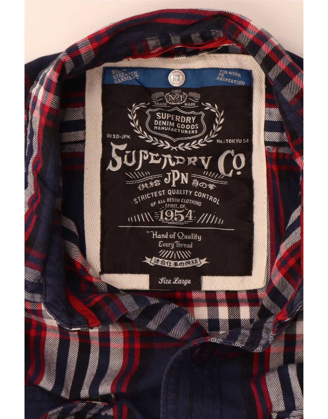 Camicia da uomo in flanella Superdry, cotone scozzese grande blu navy