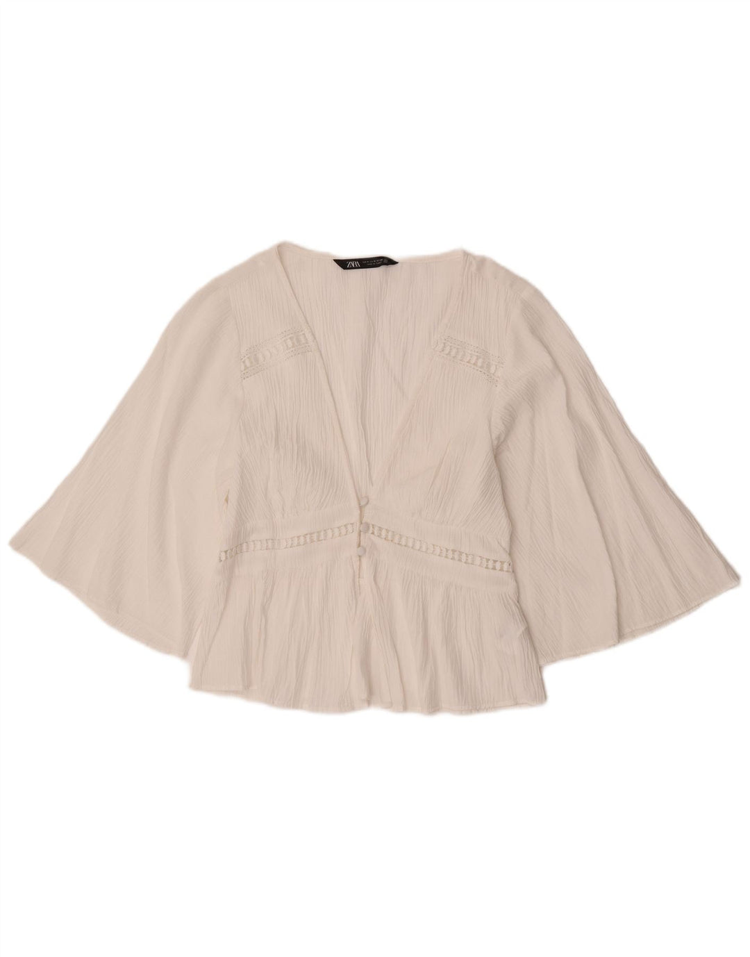 Camicetta da donna con maniche a 3/4 Zara UK 12 Poliestere bianco medio