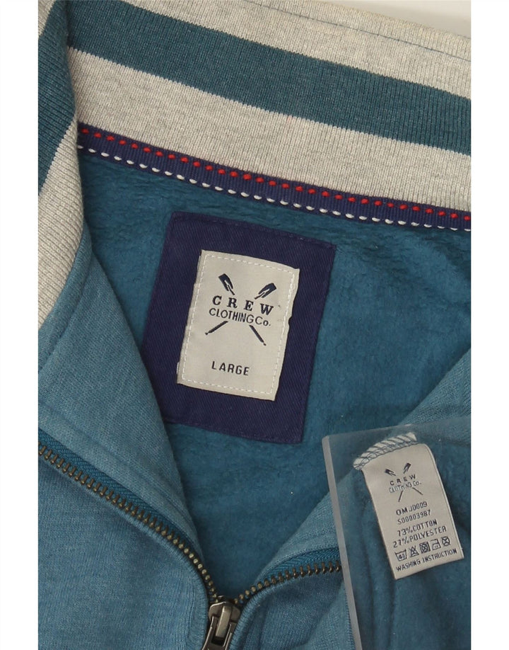 CREW CLOTHING Felpa da uomo con zip e collo maglione grande in cotone blu