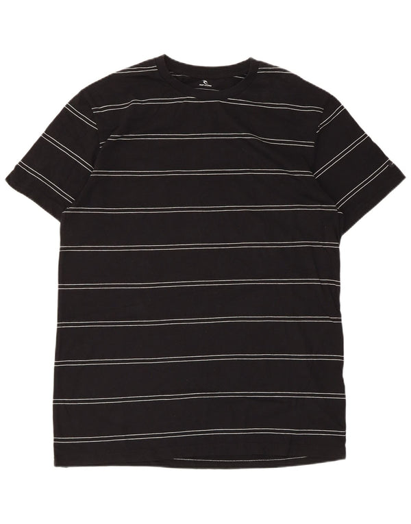 T-shirt da uomo Rip Curl vestibilità standard, top in cotone a righe nere medie