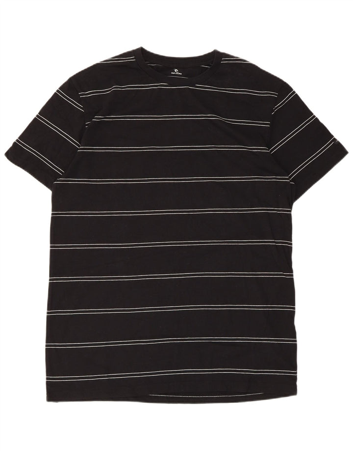 T-shirt da uomo Rip Curl vestibilità standard, top in cotone a righe nere medie
