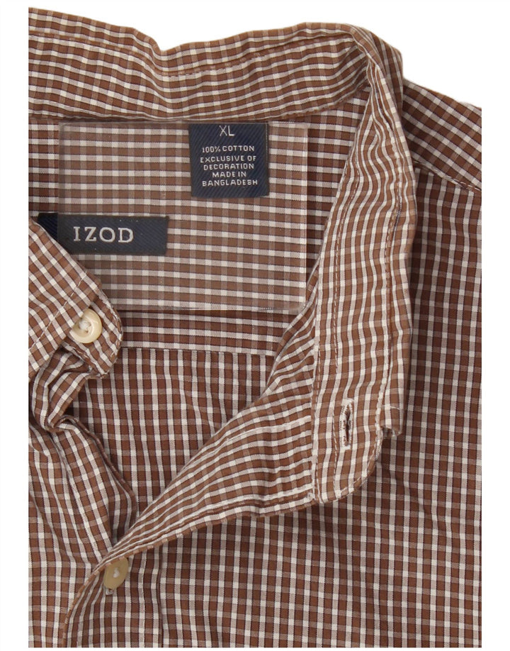 Camicia da uomo Izod XL in cotone a quadri marrone