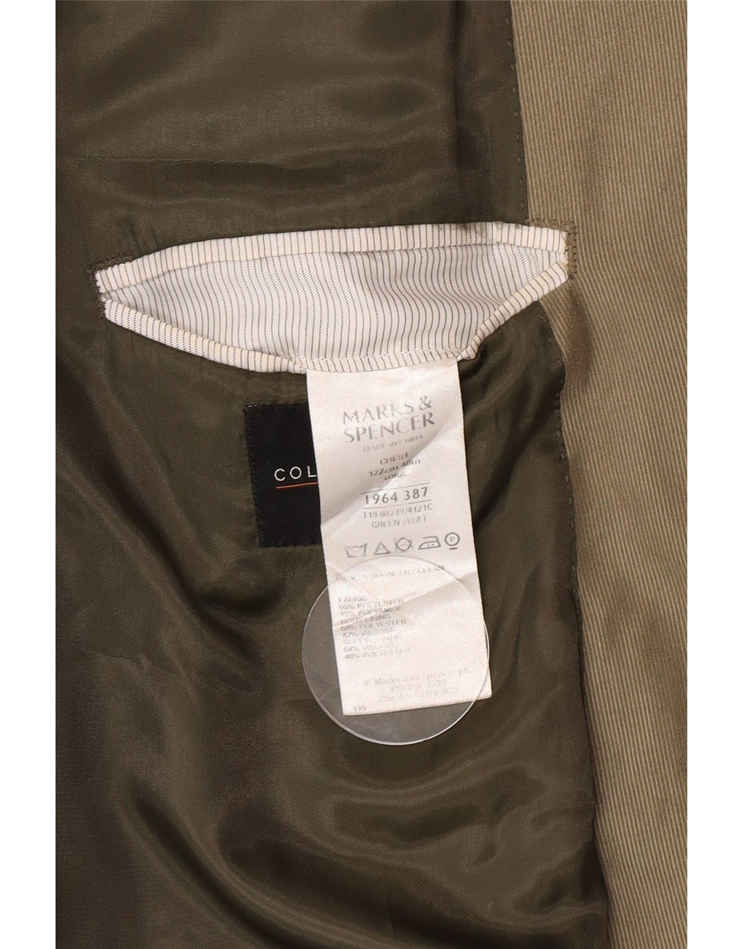 Giacca blazer lunga a 2 bottoni Marks & Spencer da uomo UK 48 2XL poliestere verde