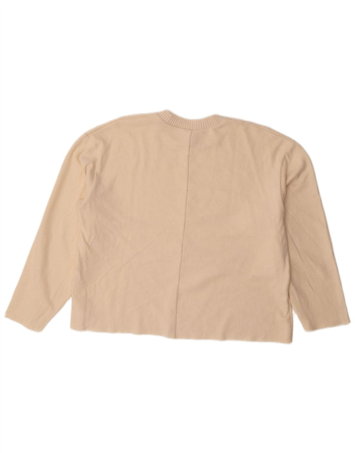 Maglione maglione girocollo oversize da donna Zara UK 16 grande bianco sporco