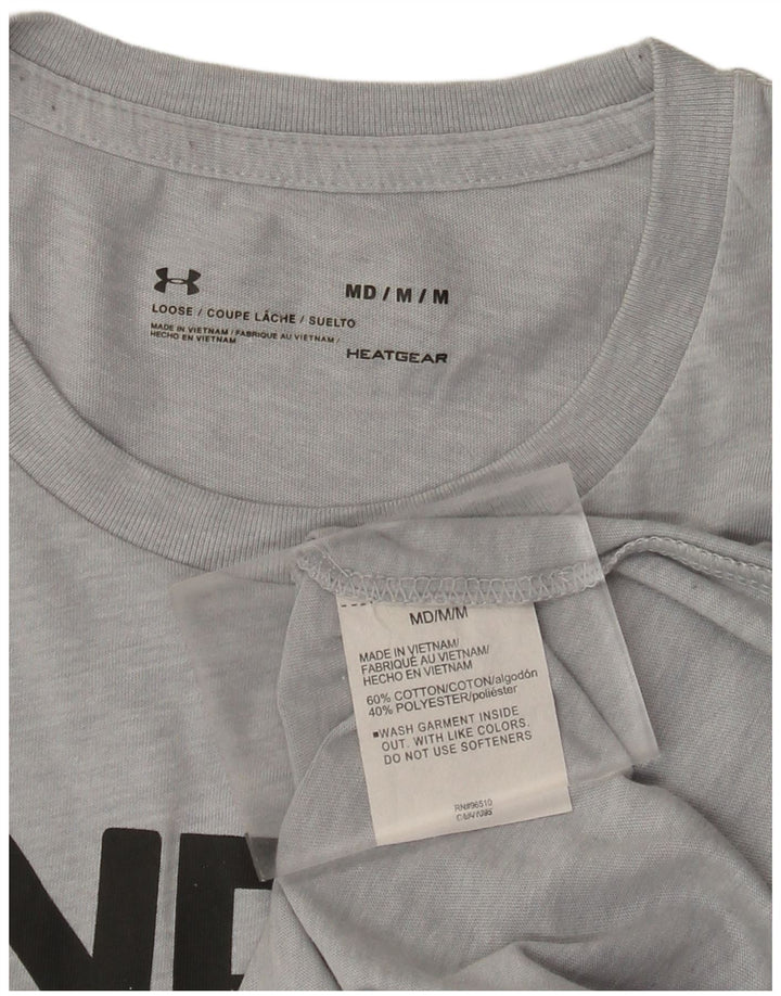 T-shirt grafica da uomo Under Armour Heat Gear Top in cotone chiazzato grigio medio