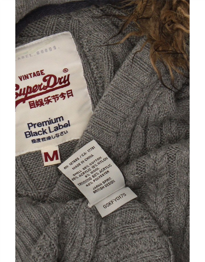 Maglione con cappuccio da donna Superdry UK 14 Cotone grigio medio