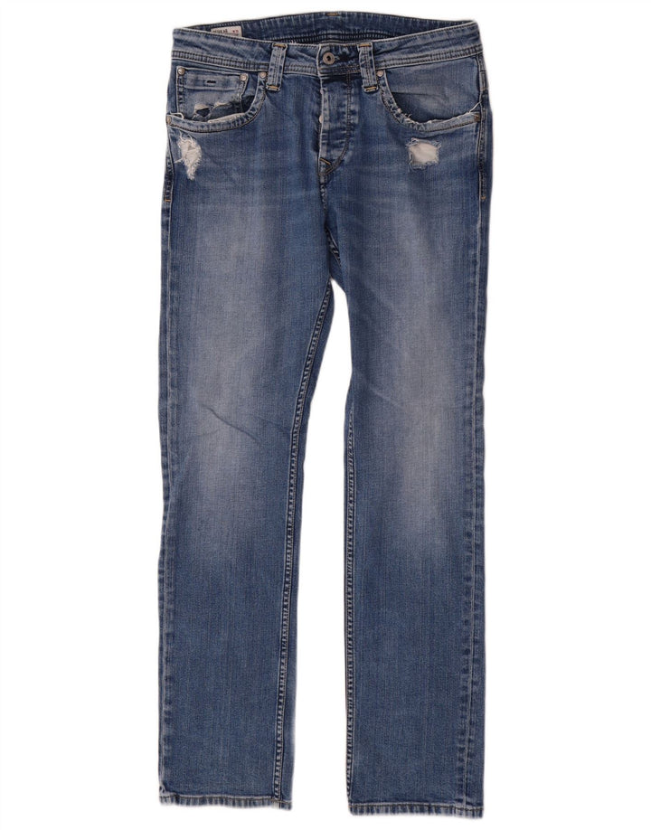 PEPE Jeans Jeans dritti regolari invecchiati da uomo W32 L32 cotone blu