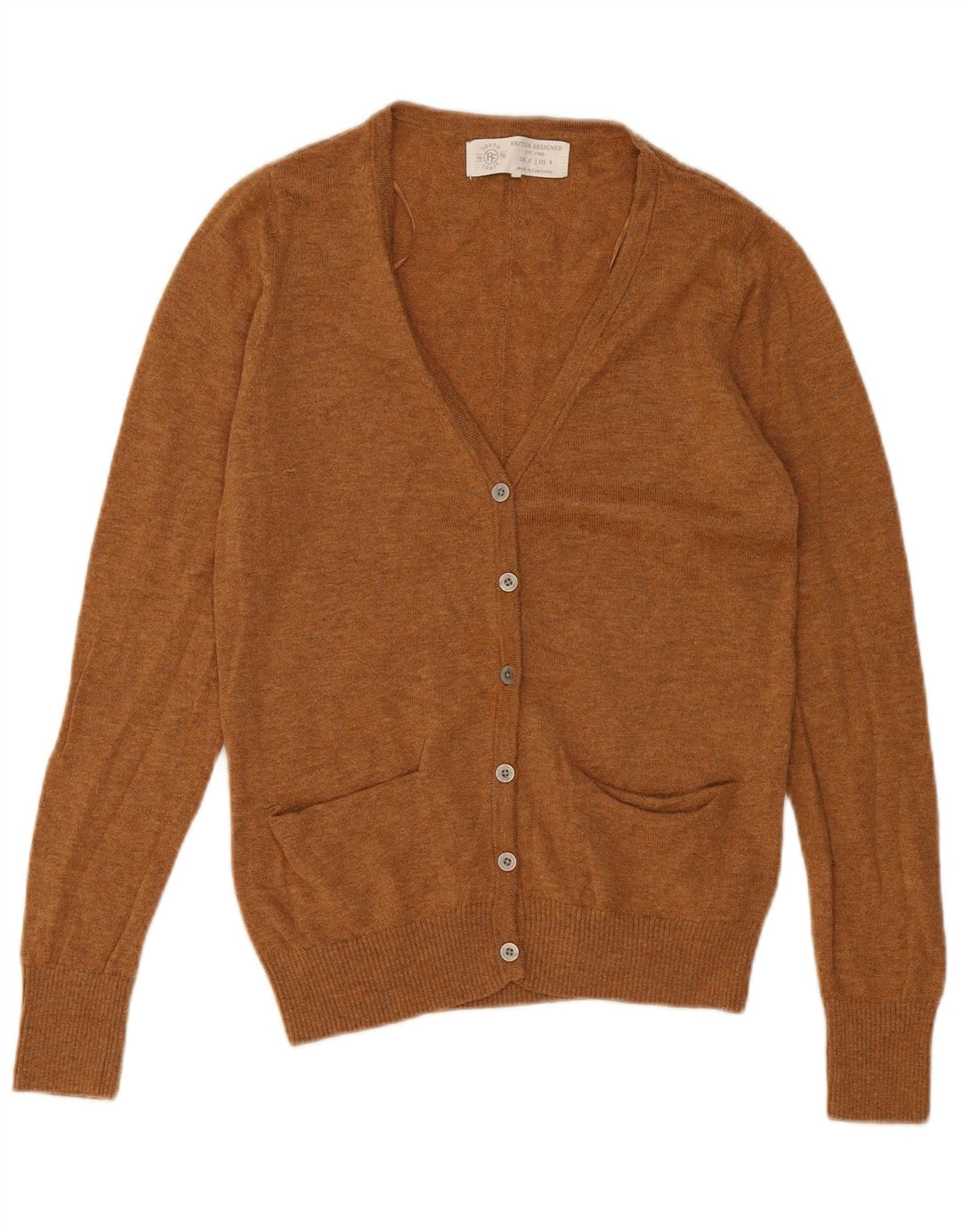 Maglione cardigan da donna della South Coast UK 8 piccolo in lana beige