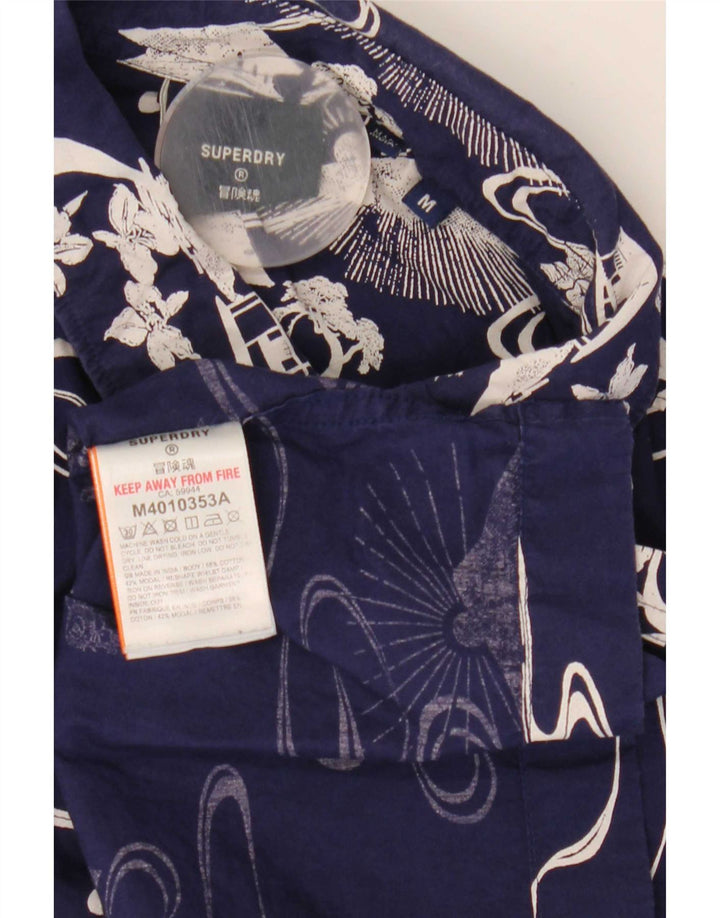Camicia a maniche corte grafica da uomo Superdry in cotone blu navy medio
