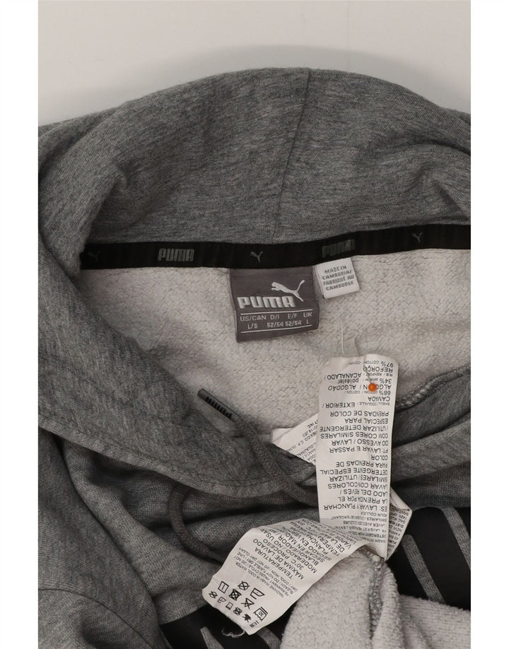 Felpa con cappuccio grafica da uomo PUMA grande in cotone grigio