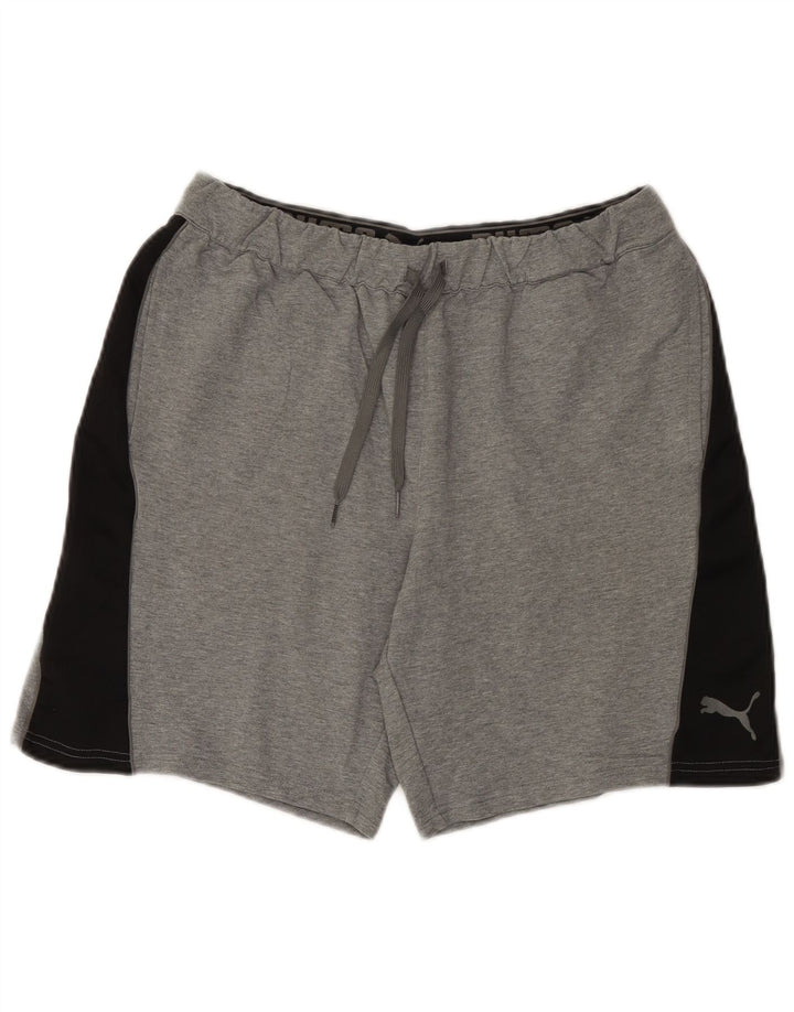 Pantaloncini sportivi da uomo Puma in cotone color block grigio medio