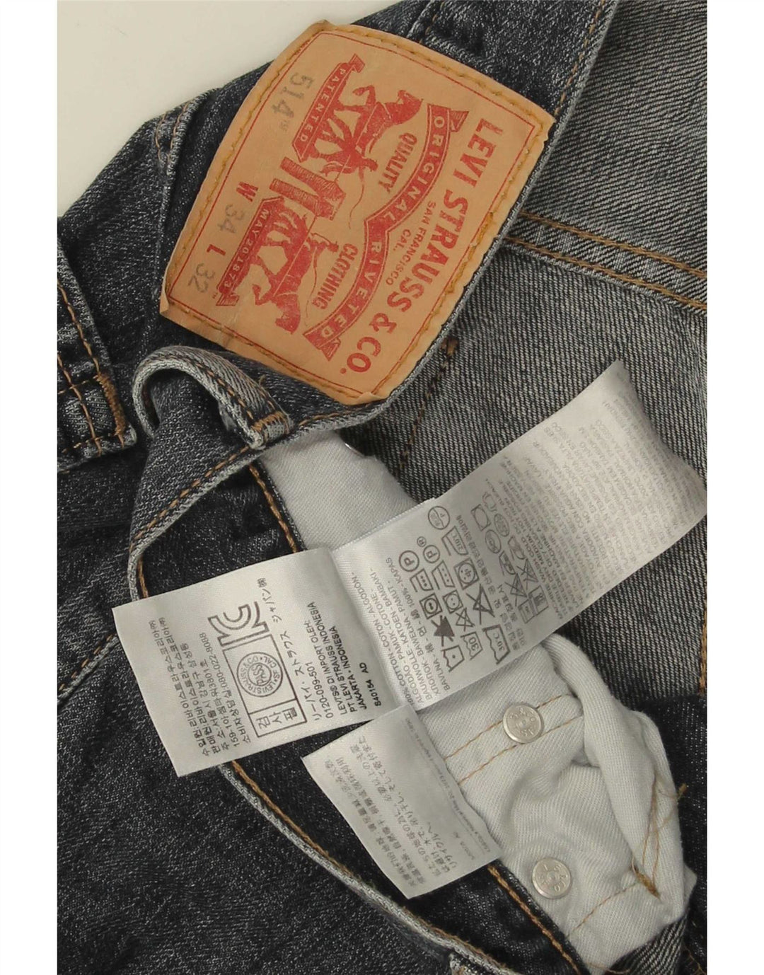 Levi's Uomo 514 Capri Jeans dritti W34 L21 Cotone Blu