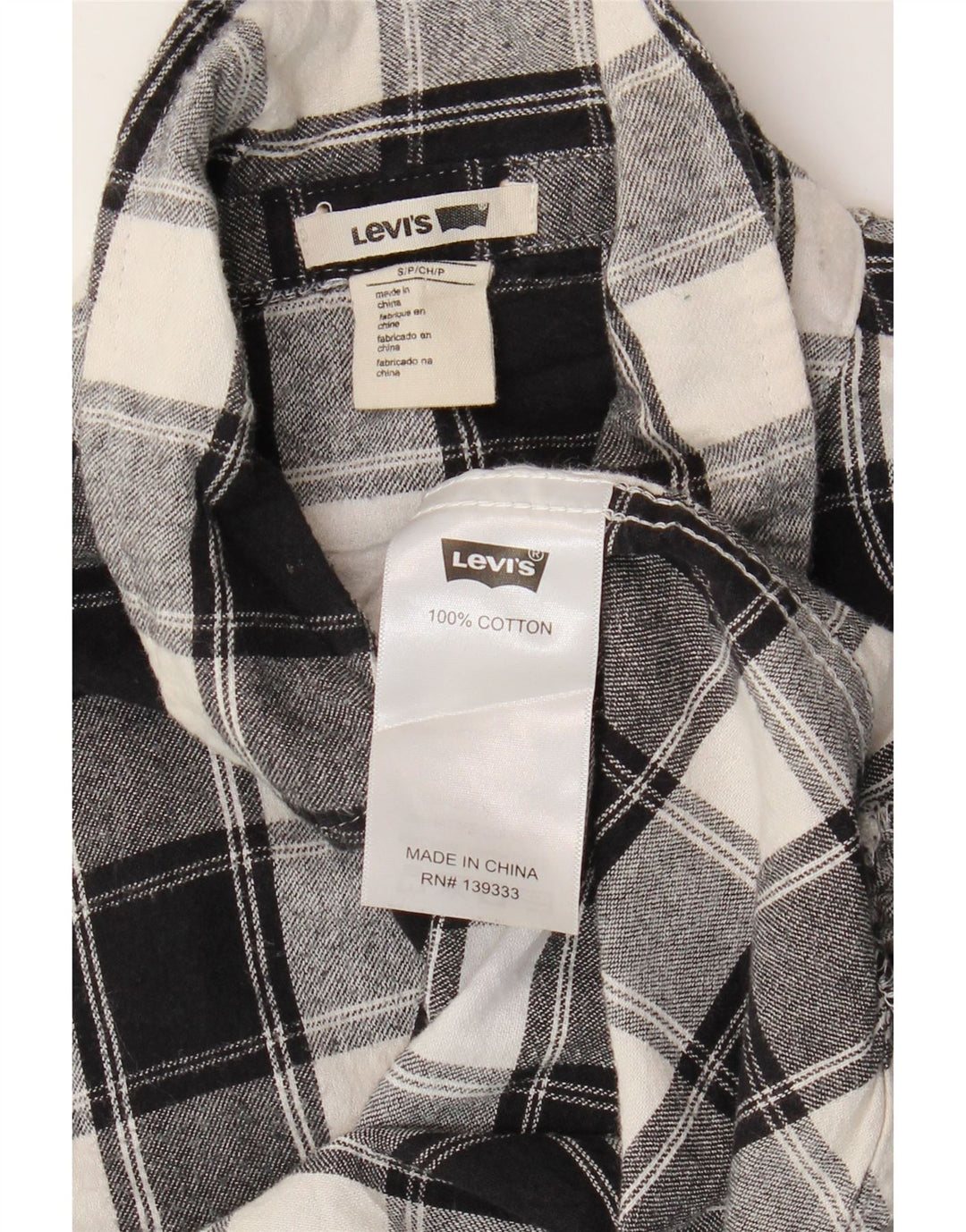 Camicia in flanella da donna LEVI'S UK 10 piccolo cotone a quadri neri