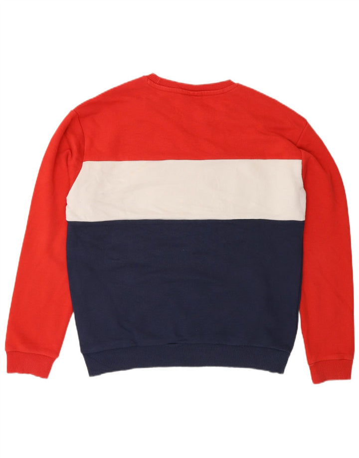 Felpa grafica da donna FILA Maglione UK 14 Medium Navy Blue Colourblock